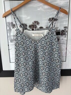 Bishop + Young Blue Mosaic Print Cami Tank Size M Flowy